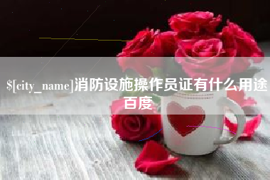 乐清消防设施操作员证有什么用途百度